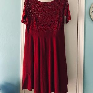 Red lace party dress